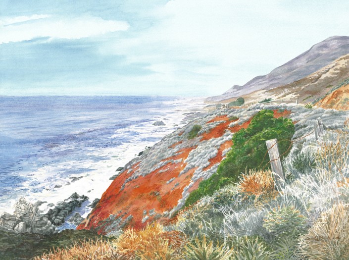 Fall at Big Sur | "18 x 24" Original Watercolor framed $1100